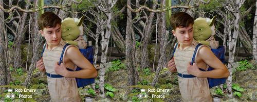 Luke in training with Yoda on Degobah